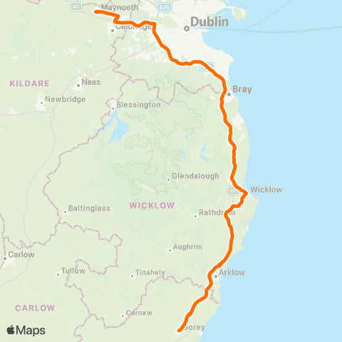 Wexford Bus Gorey - Wicklow - Maynooth map