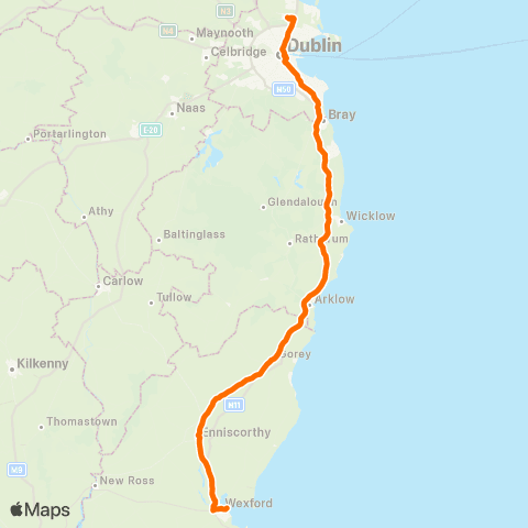 Wexford Bus Wexford - Dublin Airport map