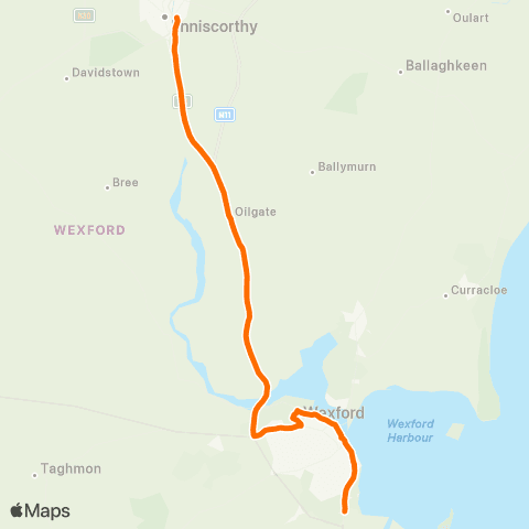 Wexford Bus Enniscorthy - Wexford map