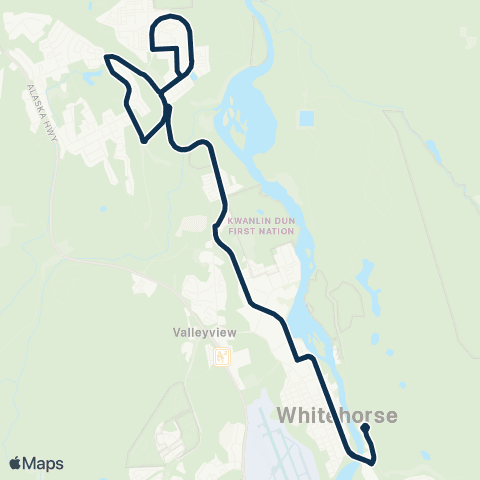 Whitehorse Transit Route 401 map