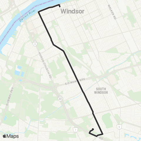 Transit Windsor Route map