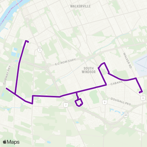 Transit Windsor Route map