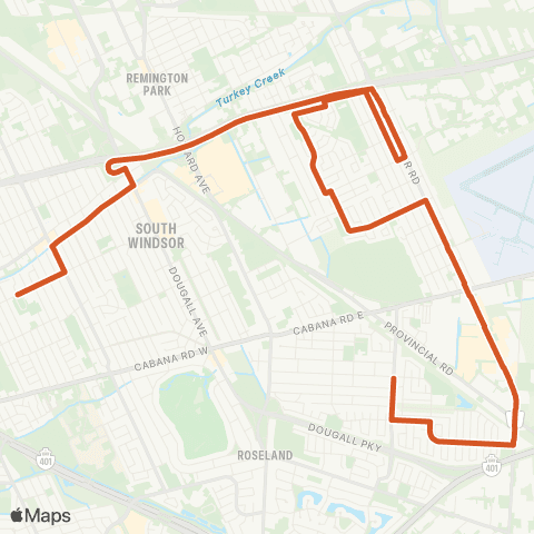 Transit Windsor Route map
