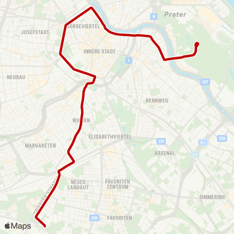 Wiener Linien Prater, Hauptallee - Stefan-Fadinger-Platz map