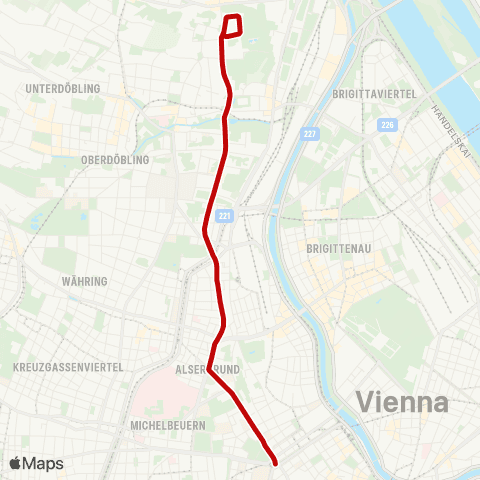 Wiener Linien Schottentor - Hohe Warte map