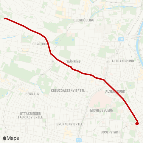 Wiener Linien Schottentor - Pötzleinsdorf map