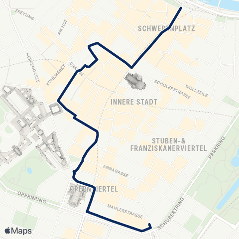 Wiener Linien Schwedenplatz - Schwarzenbergplatz map