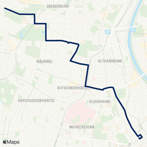 Wiener Linien Schottentor - Döblinger Friedhof map