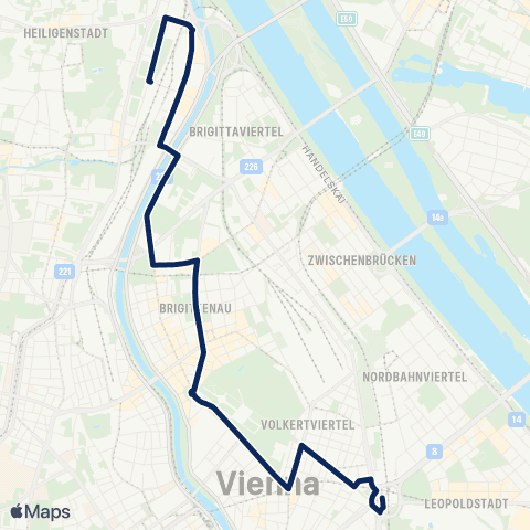 Wiener Linien Heiligenstadt - Praterstern map