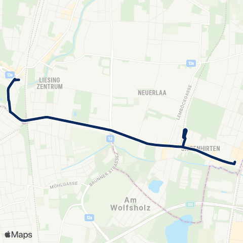 Wiener Linien Liesing - Vösendorf-Siebenhirten map