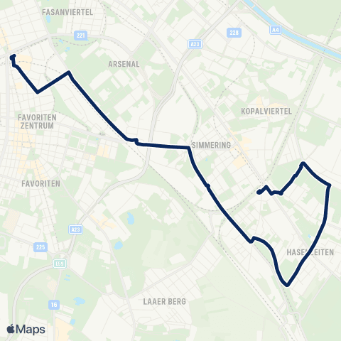 Wiener Linien Hauptbahnhof - Simmering map