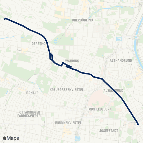 Wiener Linien Schottentor - Pötzleinsdorf map