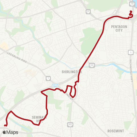 Metrobus Pentagon-S Fairlington-Landmark map