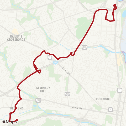 Metrobus Pentagon-Shirlington-Van Dorn St map