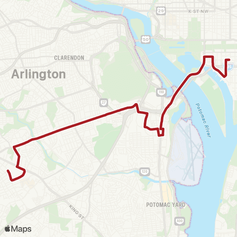Metrobus Columbia Pike-National Landing map