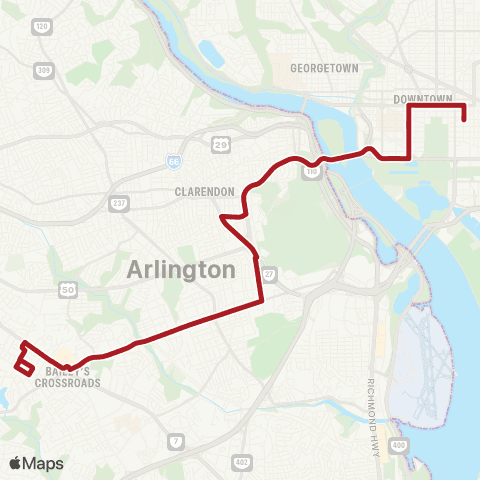 Metrobus Columbia Pike-Metro Center map