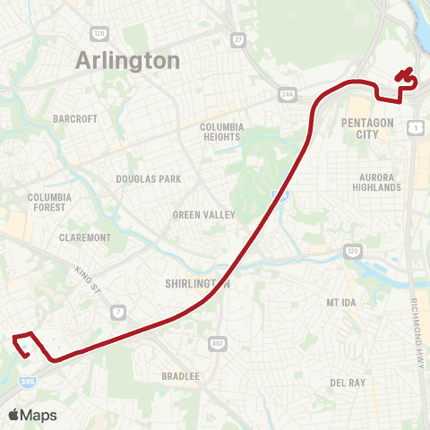 Metrobus Pentagon-Mark Center map