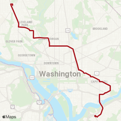 Metrobus U St-Anacostia map