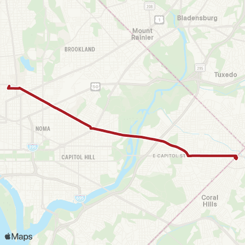Metrobus U St-Capitol Hts map