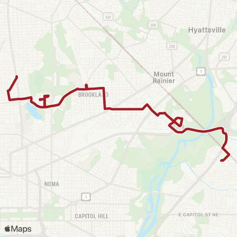 Metrobus Deanwood-Georgia Av map
