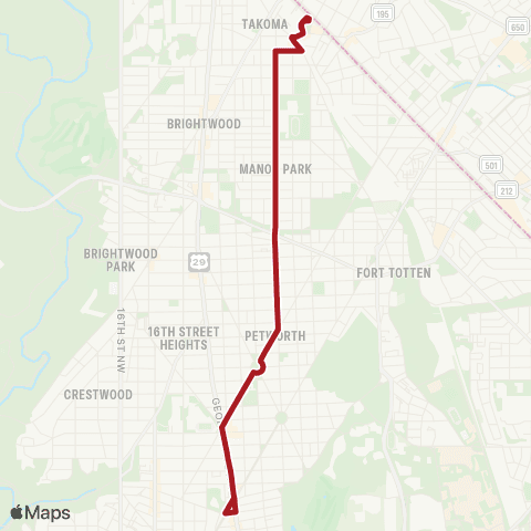 Metrobus Takoma-Georgia Av map