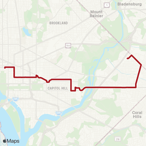 Metrobus E Capitol St map