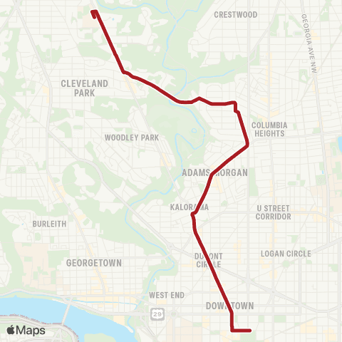 Metrobus Connecticut Av-Mt Pleasant map