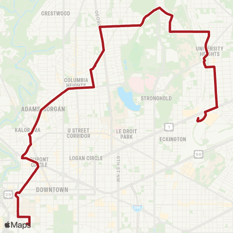 Metrobus Rhode Island Av-Foggy Bottom map