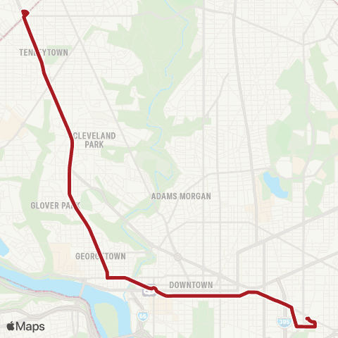 Metrobus Wisconsin Av-Union Station map