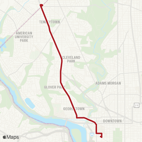 Metrobus Wisconsin Av-Foggy Bottom map