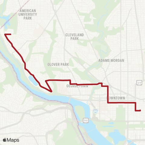 Metrobus Gallery Place-Sibley Hospital map