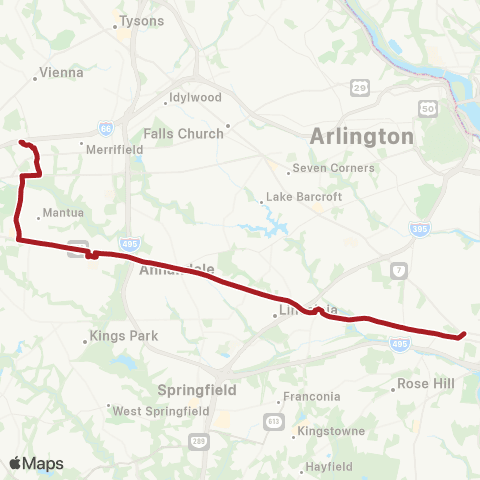 Metrobus Little River Tpk-Vienna map