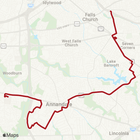 Metrobus E Falls Church-Annandale map
