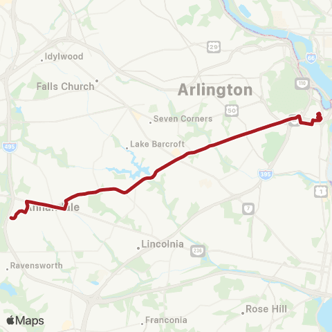 Metrobus Columbia Pike-Pentagon map