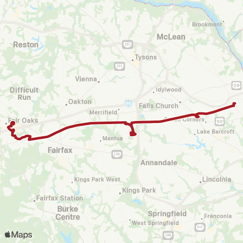 Metrobus Arlington Blvd-Fair Oaks map
