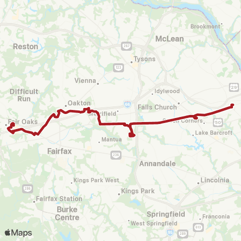 Metrobus Arlington Blvd-Jermantown Rd map