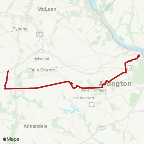 Metrobus Rosslyn-Arlington Blvd-Dunn Lori map