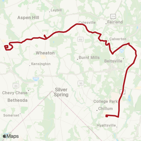 Metrobus Randolph Rd-Hyattsville Crossing map
