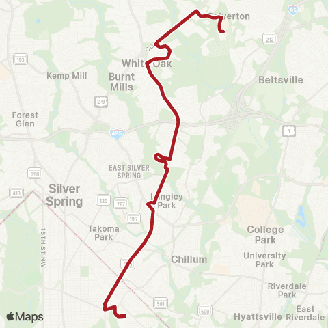 Metrobus New Hampshire Av map