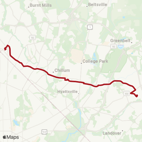 Metrobus New Carrollton-Silver Spring map