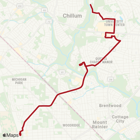 Metrobus Queens Chapel Rd map
