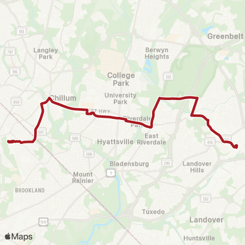 Metrobus New Carrollton-Fort Totten map