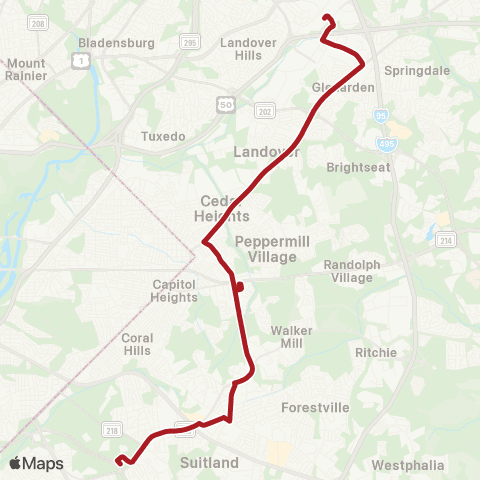 Metrobus MLK Hwy-Suitland map