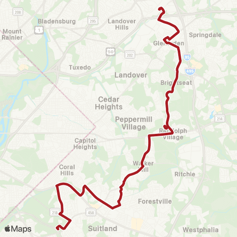 Metrobus Glenarden-Suitland map