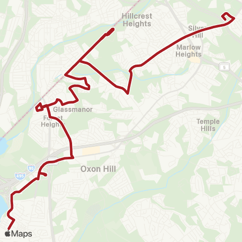 Metrobus Suitland-National Harbor map