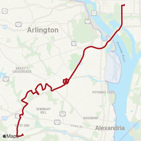Metrobus Metro Ctr-Alexandria W map