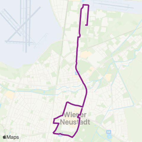 Verkehrsverbund Ost-Region Stadtverkehr Wiener Neustadt  Grünangergasse - Johannes-Gutenberg-Straße map