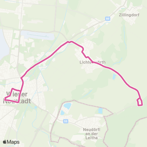 Verkehrsverbund Ost-Region Stadtverkehr Wiener Neustadt  Grünangergasse - Lichtenwörth map
