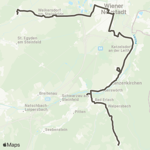 Verkehrsverbund Ost-Region Stadtverkehr Wiener Neustadt Winzendorf - Kaisersteingasse - Katzelsdorf - Bad Erlach - Klingfurth map