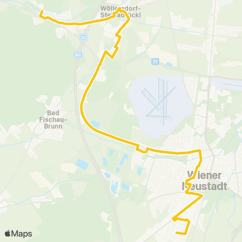 Verkehrsverbund Ost-Region Stadtverkehr Wiener Neustadt Hans-Barwitzius-VS - Steinabrückl - Wöllersdorf map
